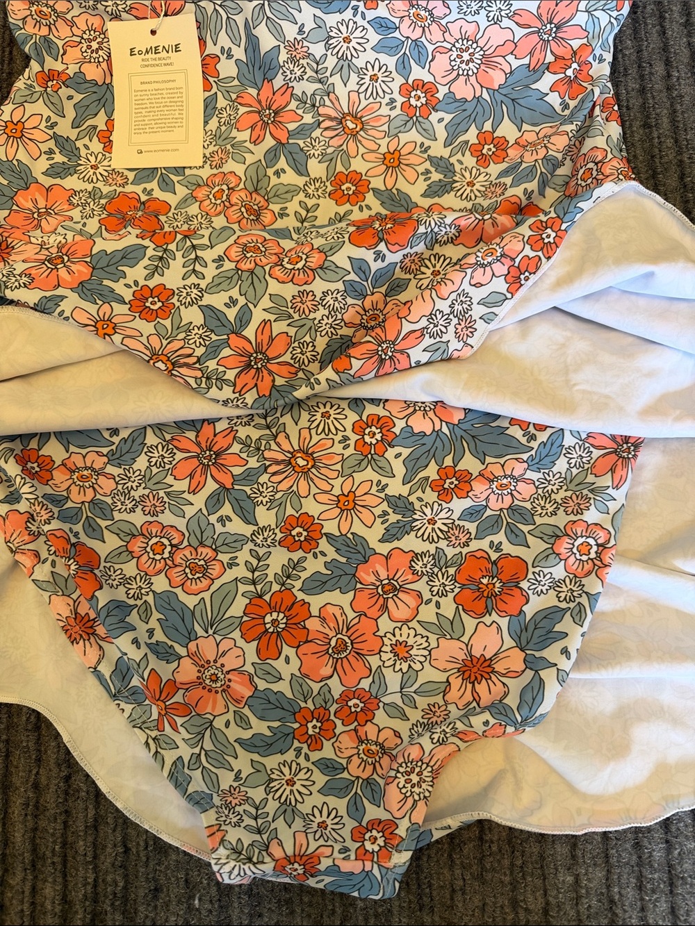 Swim Dress size large Flower print Eo Menie NWT swimsuit - Picture 8 of 9